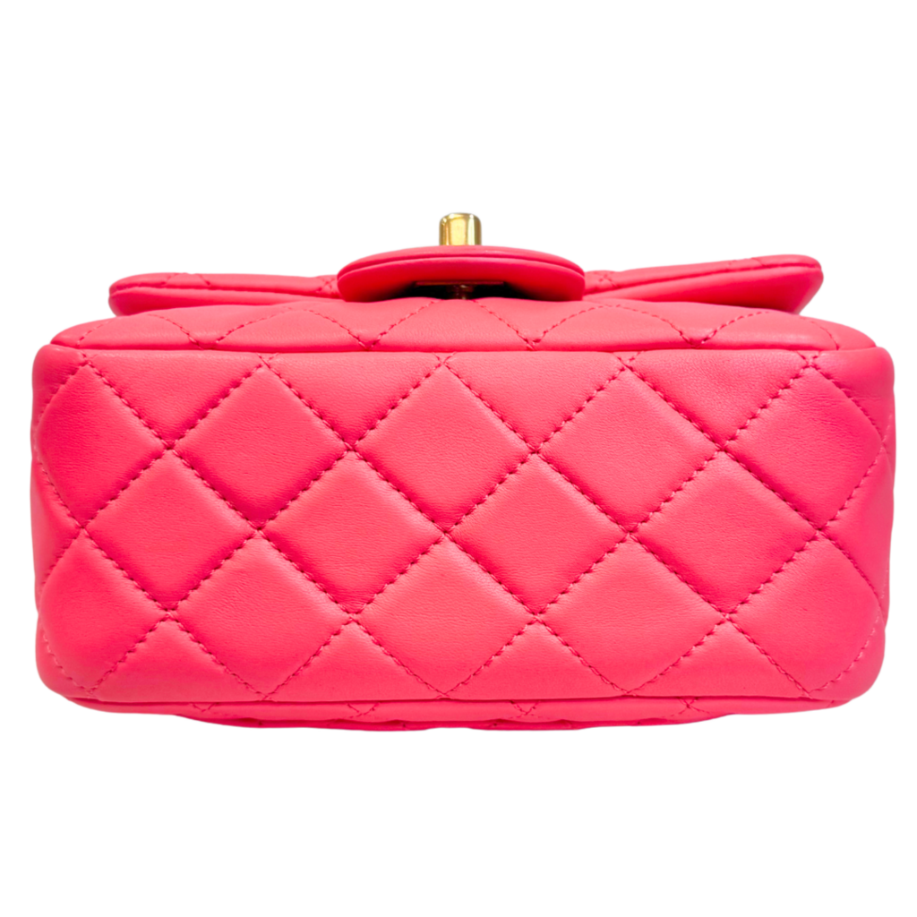 Chanel Mini Gold Crush Pink Square Lambskin (FULL SET)