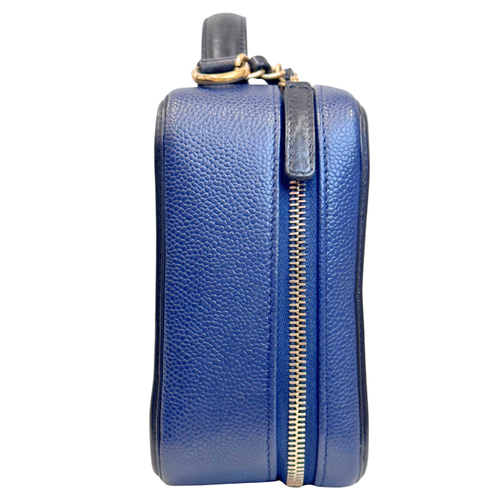 Chanel Filigree Vanity Case Navy Caviar Medium