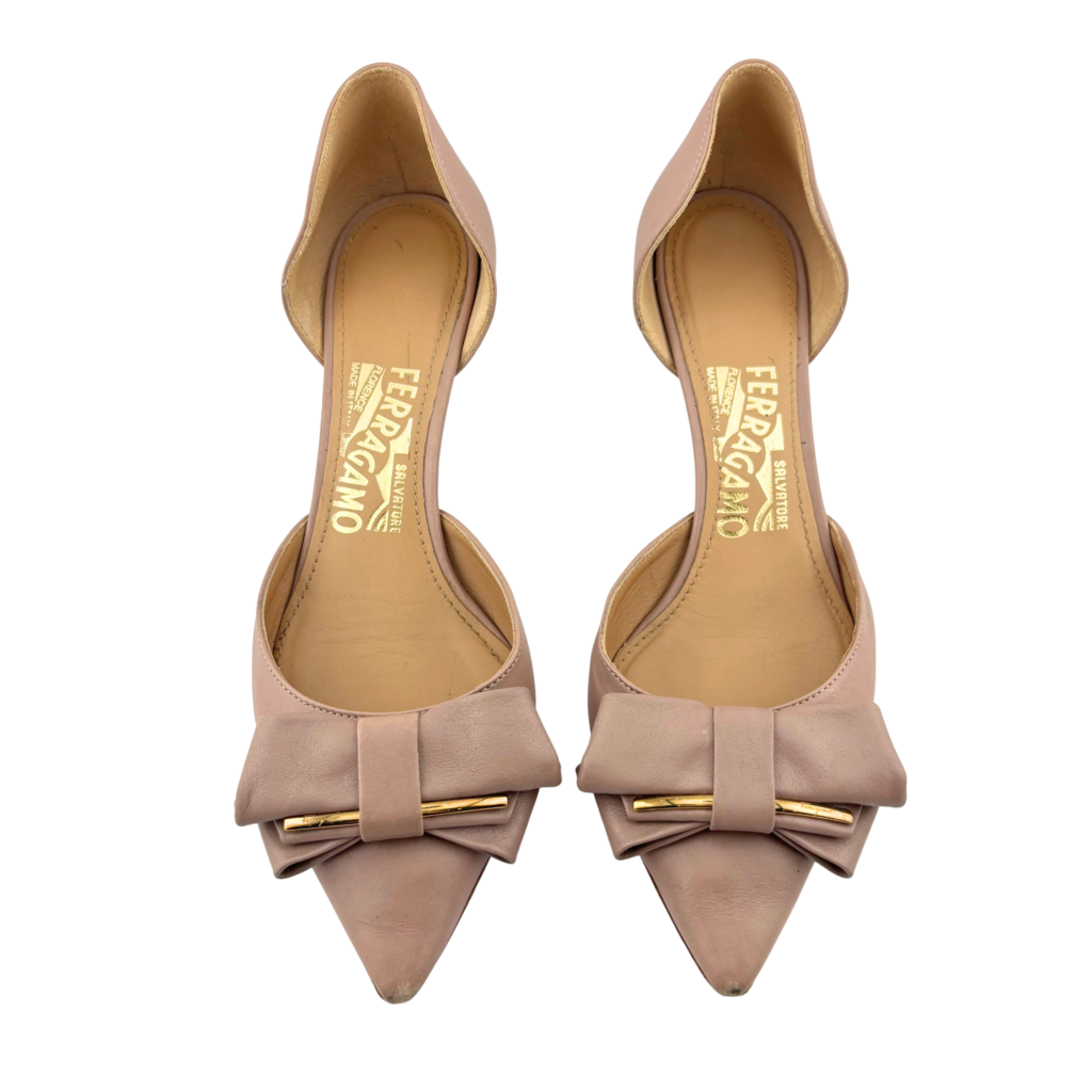 Ferragamo Nude Bow Kitten Heel, 5