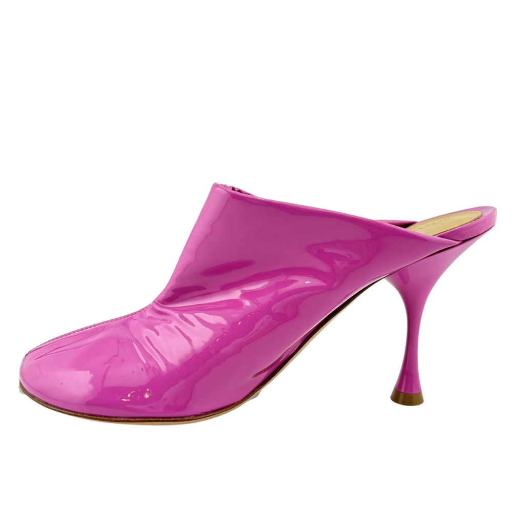 Bottega Veneta Pink Patent Leather Mules, 37.5