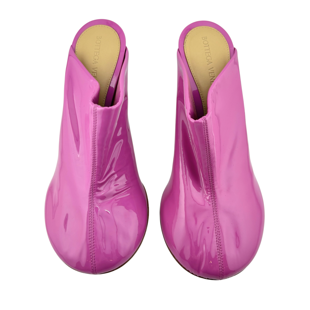 Bottega Veneta Pink Patent Leather Mules, 37.5