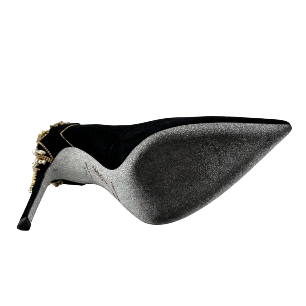 Rene Caovilla Black Rhinestone Heel, 37.5