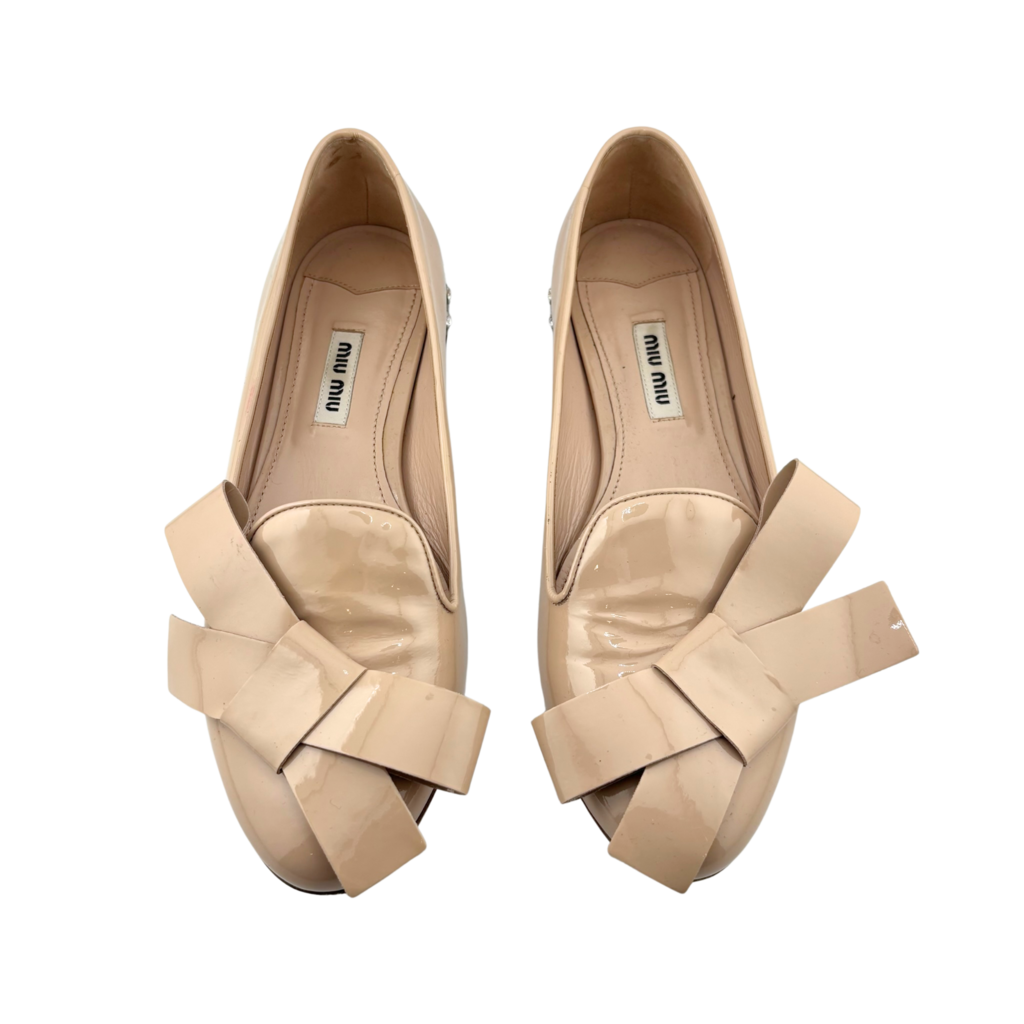 Miu Miu Nude Patent Embellished Flat, 37.5