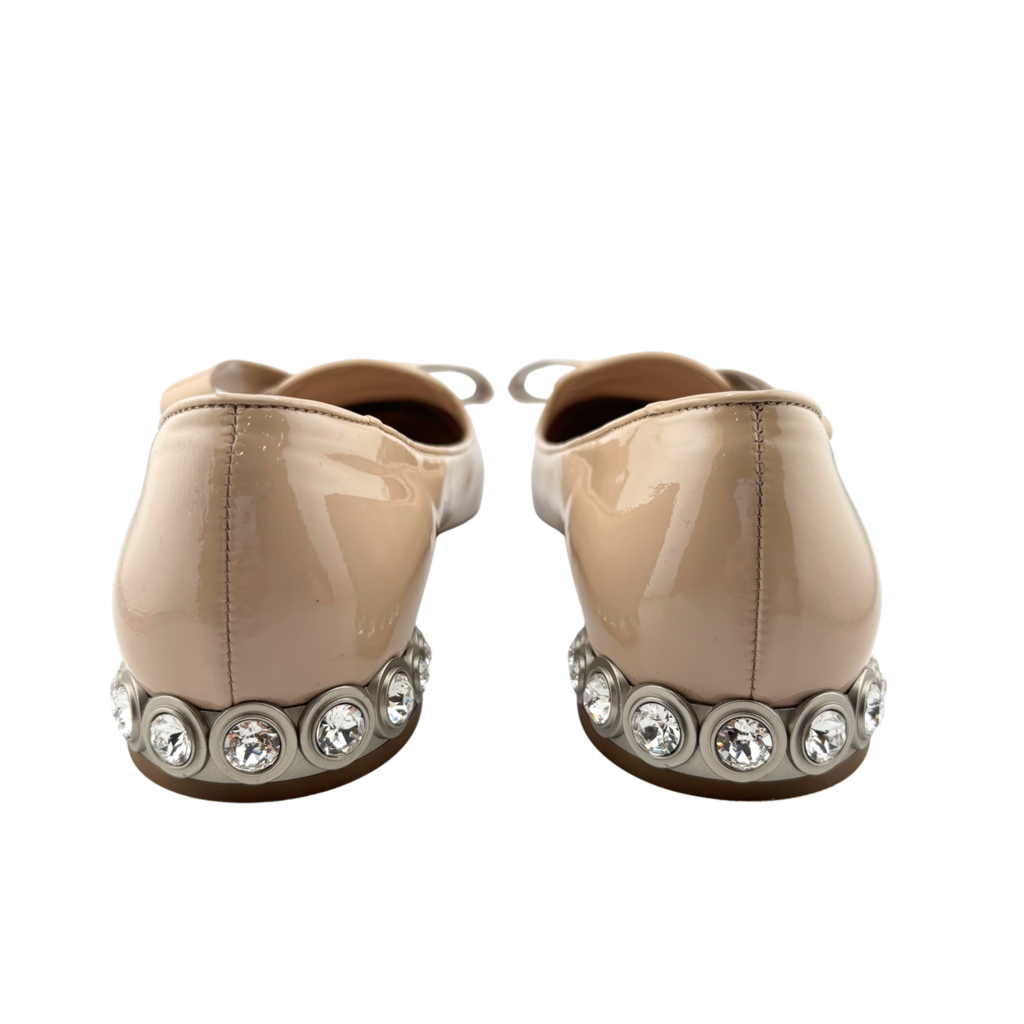 Miu Miu Nude Patent Embellished Flat, 37.5