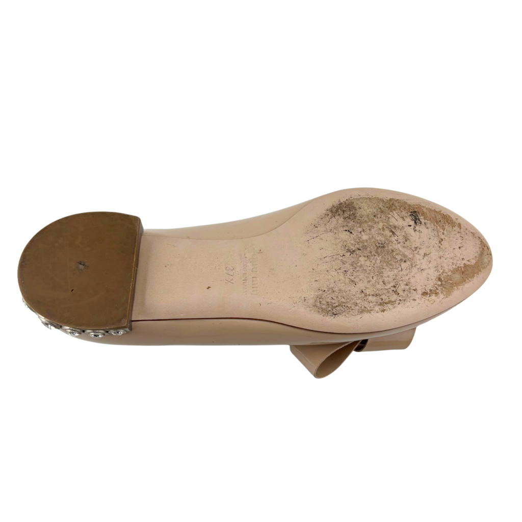 Miu Miu Nude Patent Embellished Flat, 37.5