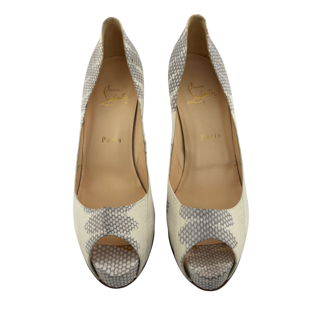 Christian Louboutin Snakeskin New Very Prive Pumps, 39