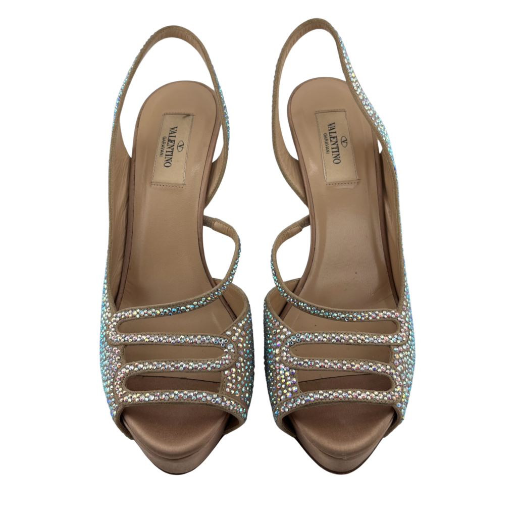 Valentino Rhinestone Embellished Slingback Heel, 39