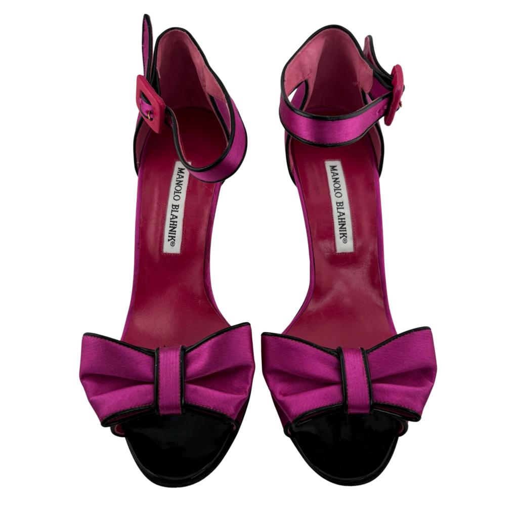 Manolo Blahnik Pink Satin Bow Heel, 39