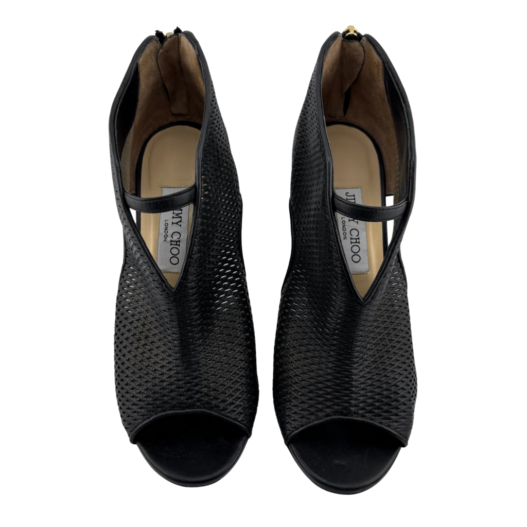 Jimmy Choo Black Leather Perforated Pump, 39