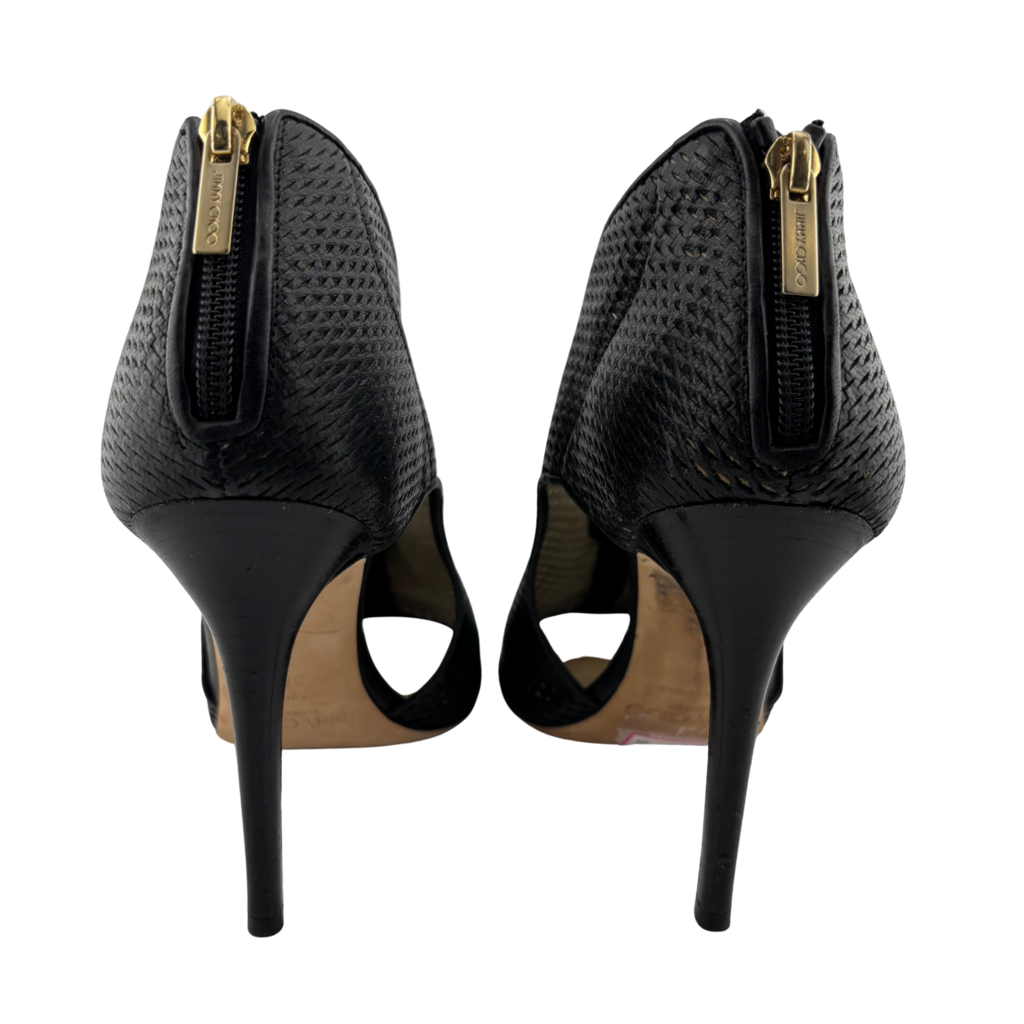 Jimmy Choo Black Leather Perforated Pump, 39