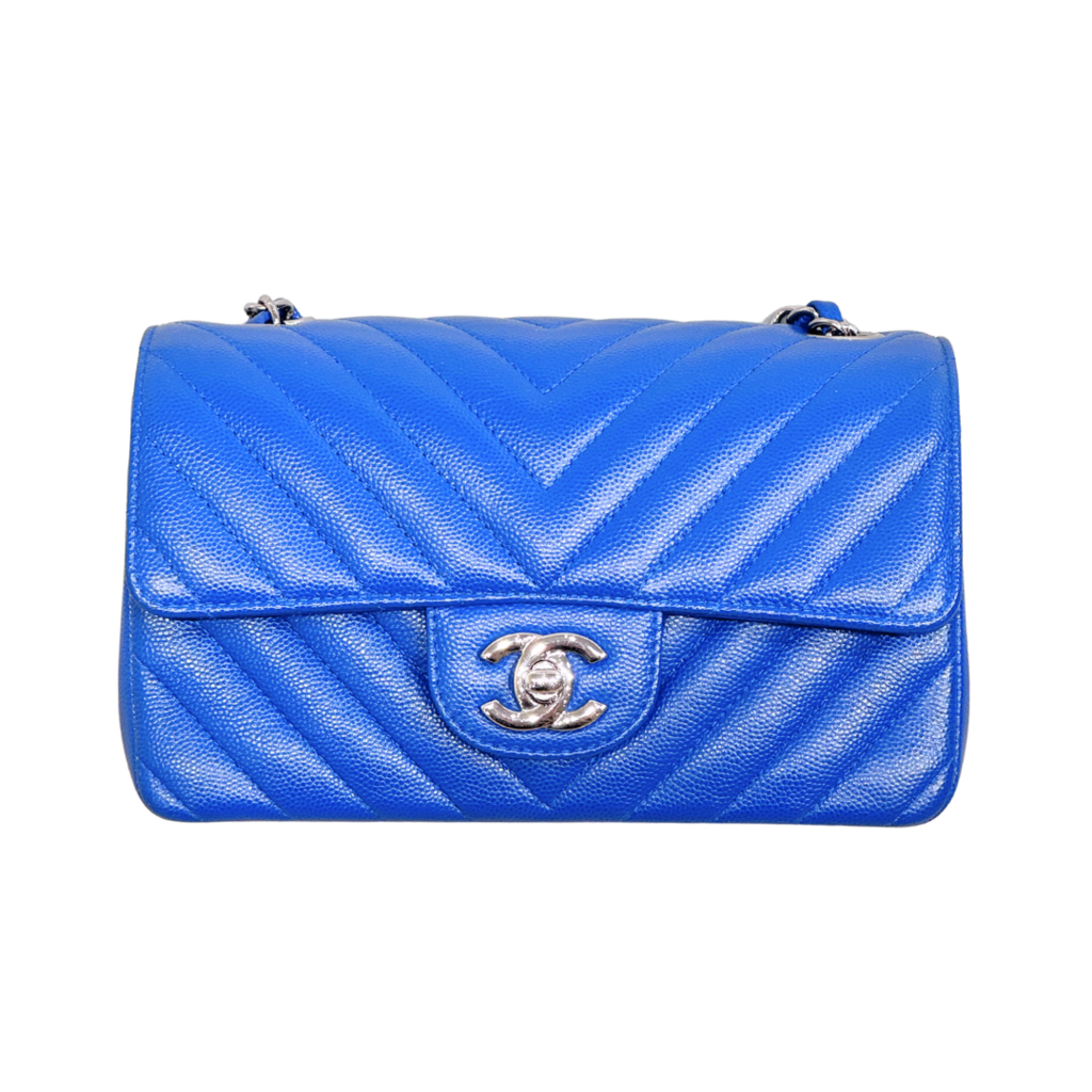 Chanel Royal Blue Chevron Caviar Mini