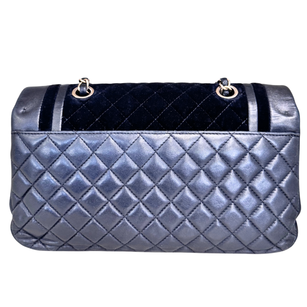 Chanel Black Lambskin Velour Chain Shoulder Bag