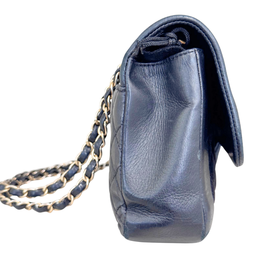 Chanel Black Lambskin Velour Chain Shoulder Bag