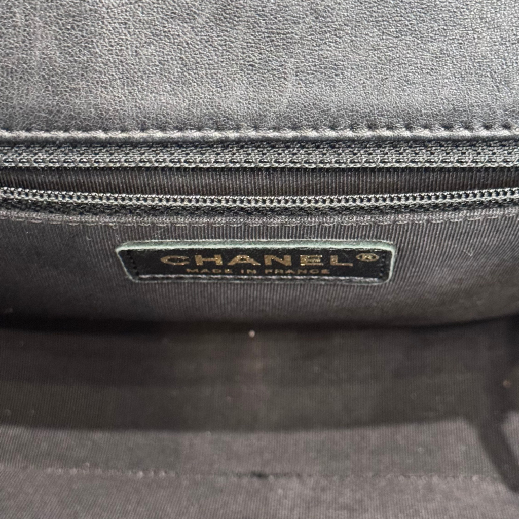 Chanel Black Lambskin Velour Chain Shoulder Bag