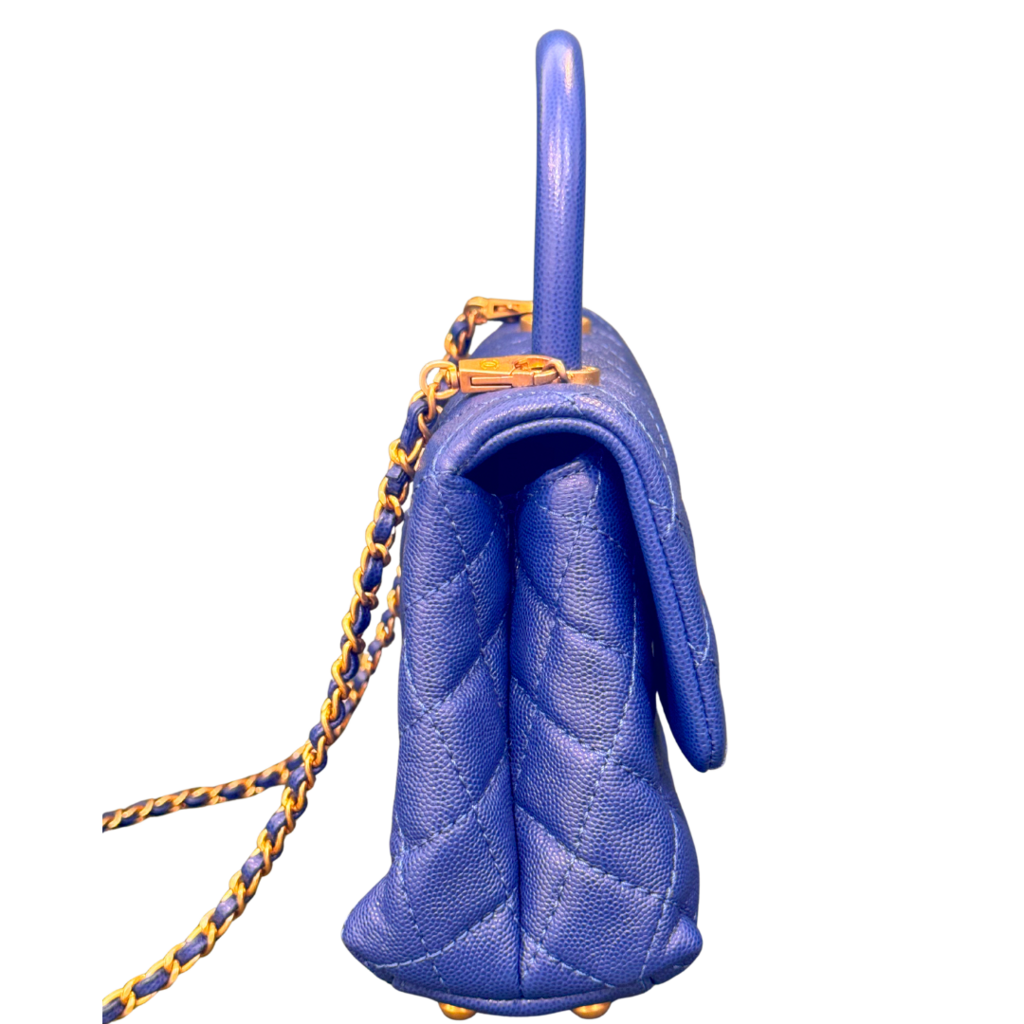 Chanel Navy Caviar Coco Top Handle Mini