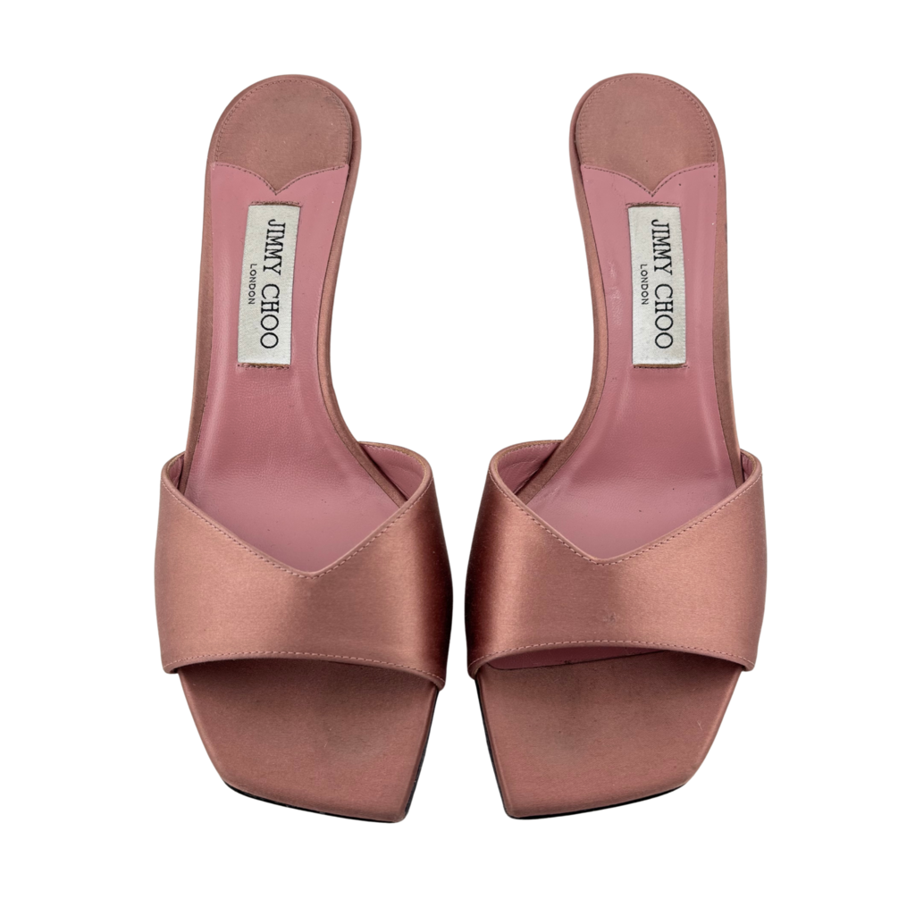 Jimmy Choo Pink Satin Mule Heel Sandal, 40