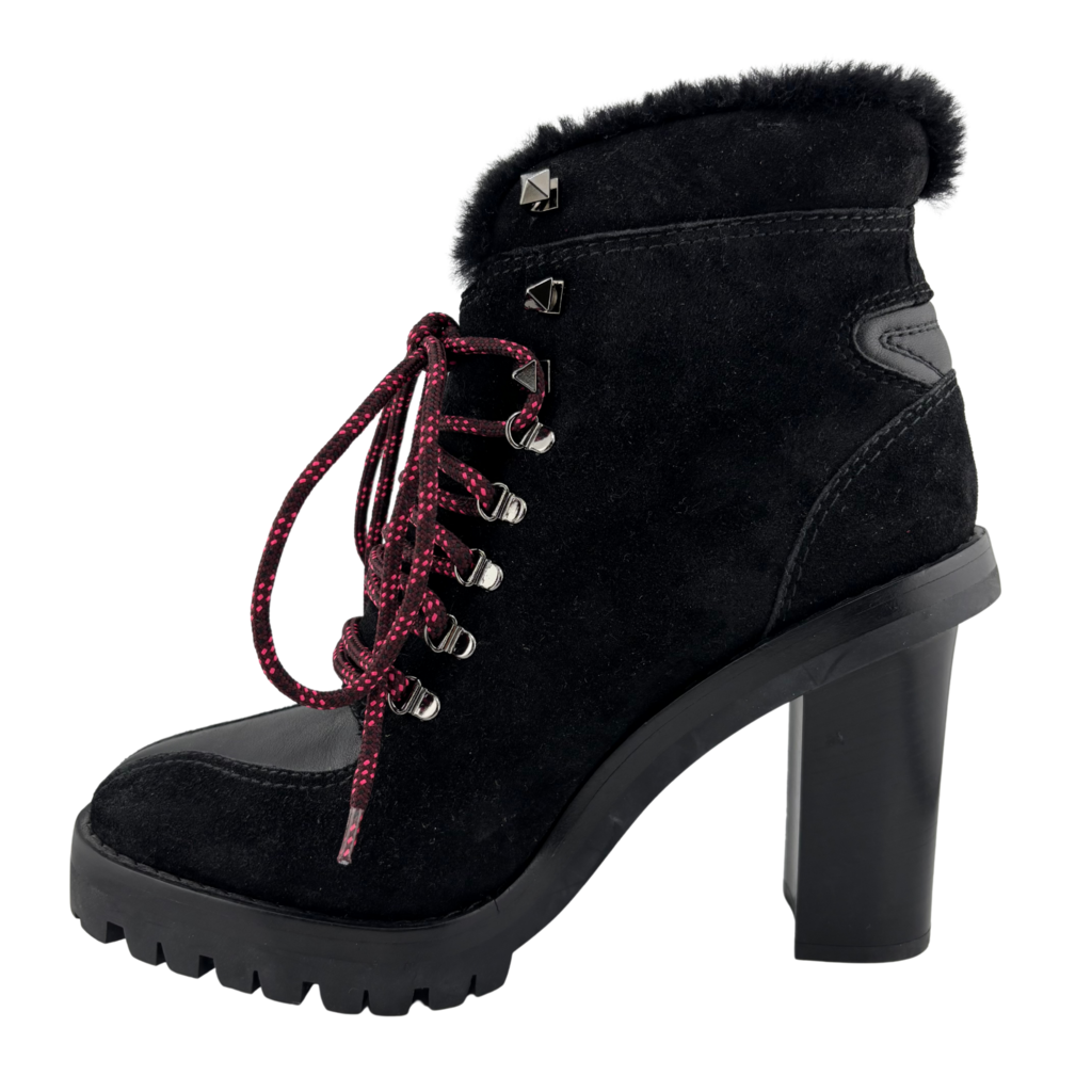 Valentino Black Shearling Boots, 39.5