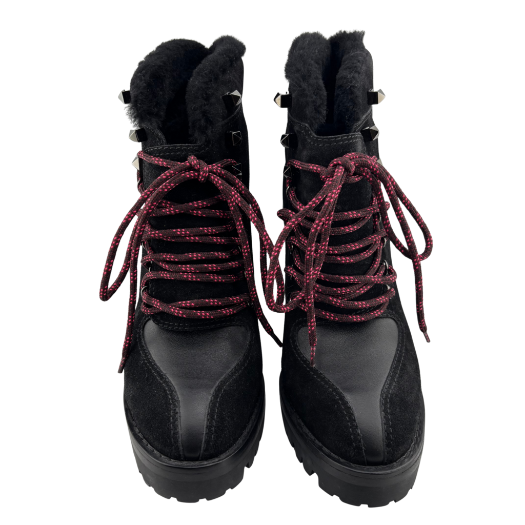 Valentino Black Shearling Boots, 39.5