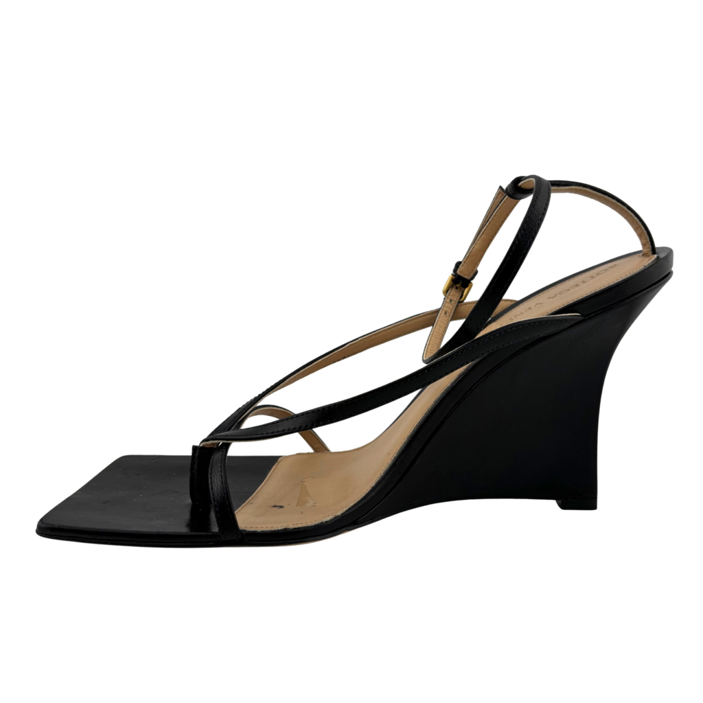 Bottega Veneta Black Wedge Heel Sandal, 40