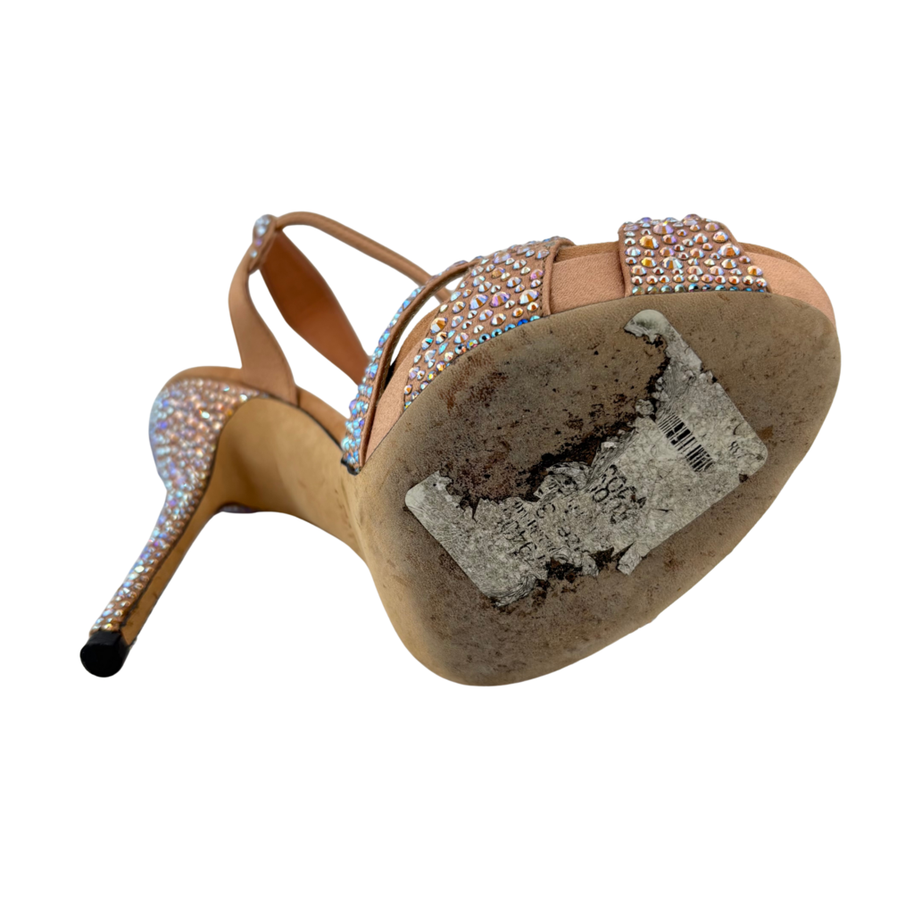 Gucci Beige Embellished Open Toe Heel, 34.5