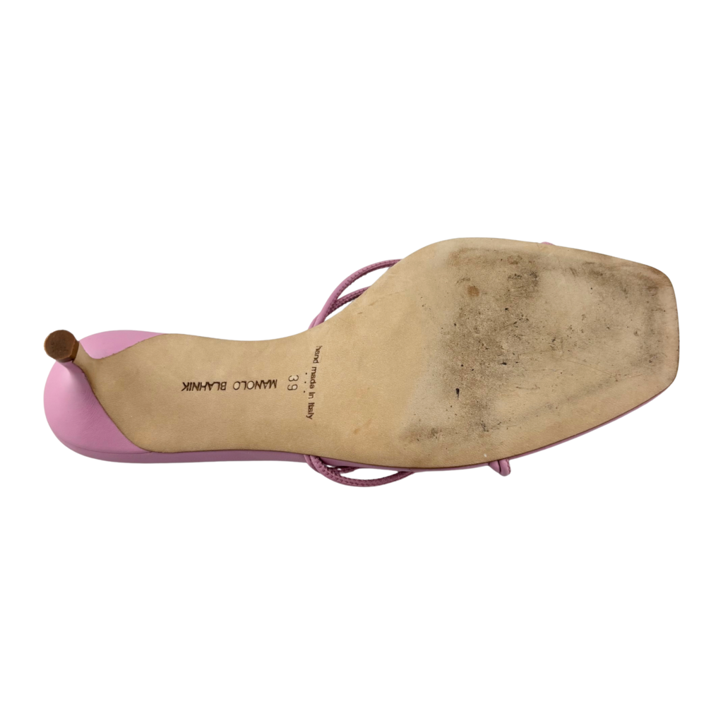 Manolo Blahnik Pink Ninfemu Strappy Heel Sandal, 39