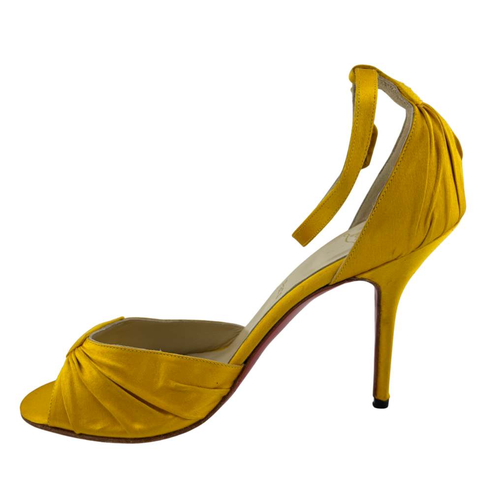 Christian Louboutin Yellow Satin Heel Sandal, 39