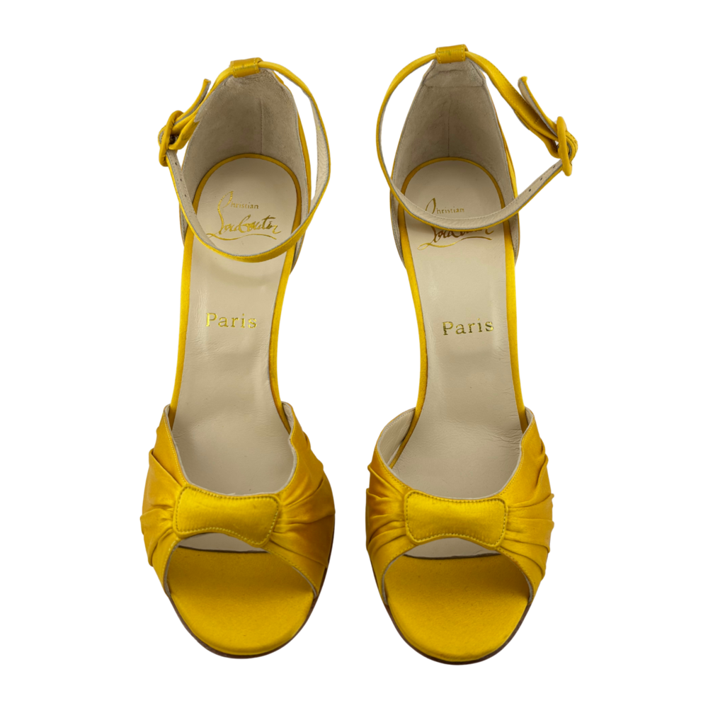 Christian Louboutin Yellow Satin Heel Sandal, 39