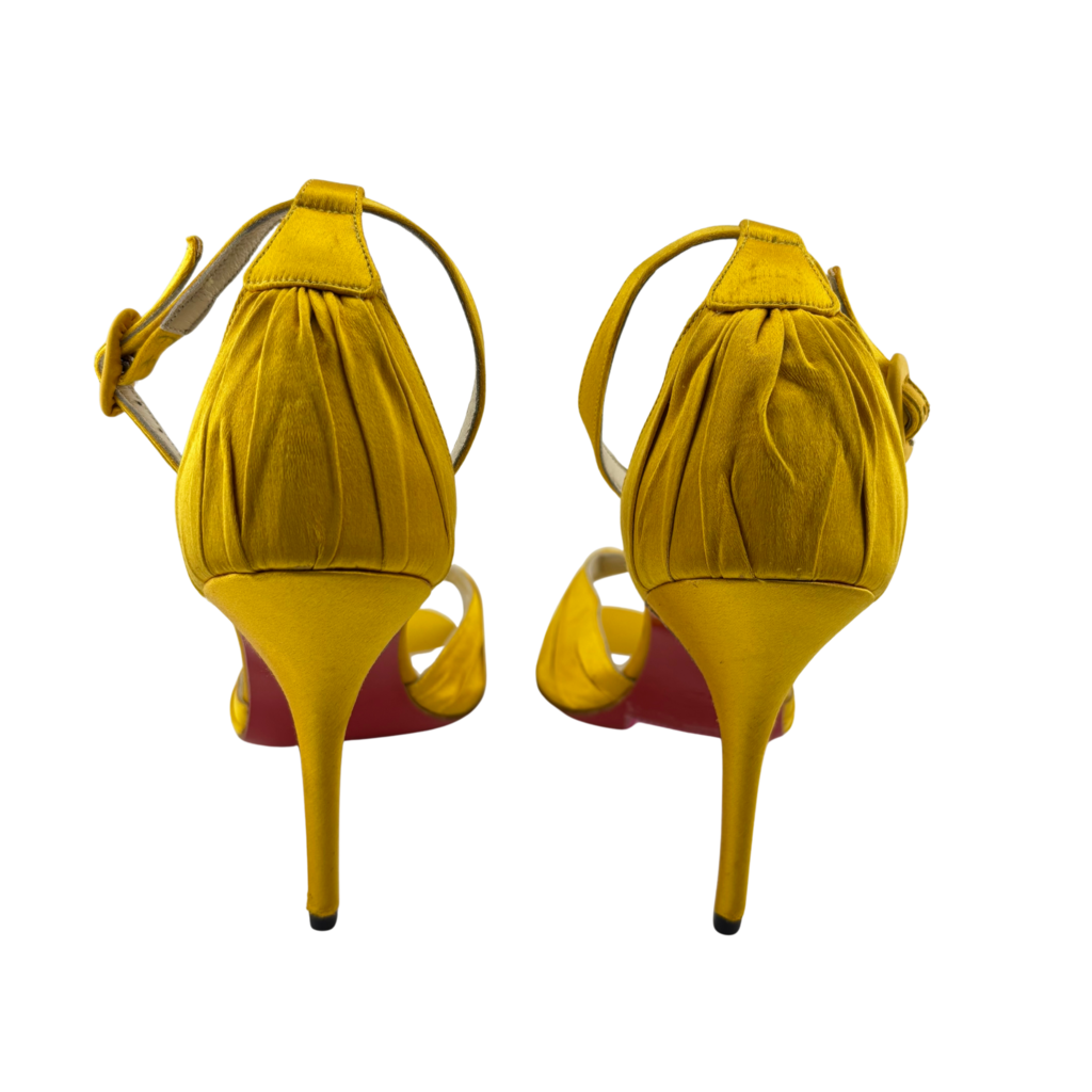 Christian Louboutin Yellow Satin Heel Sandal, 39