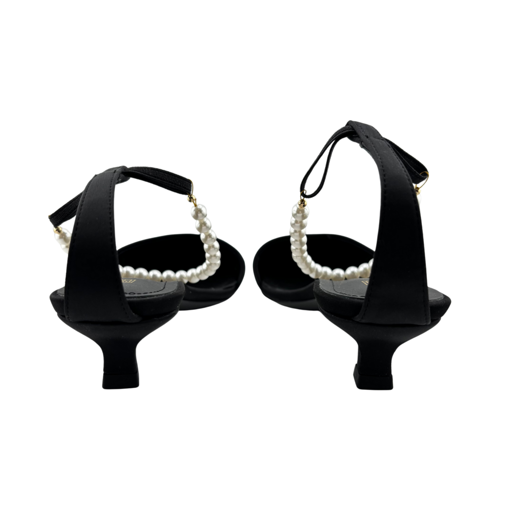 Toteme Black Satin Faux Pearl-Embellished Pumps, 40