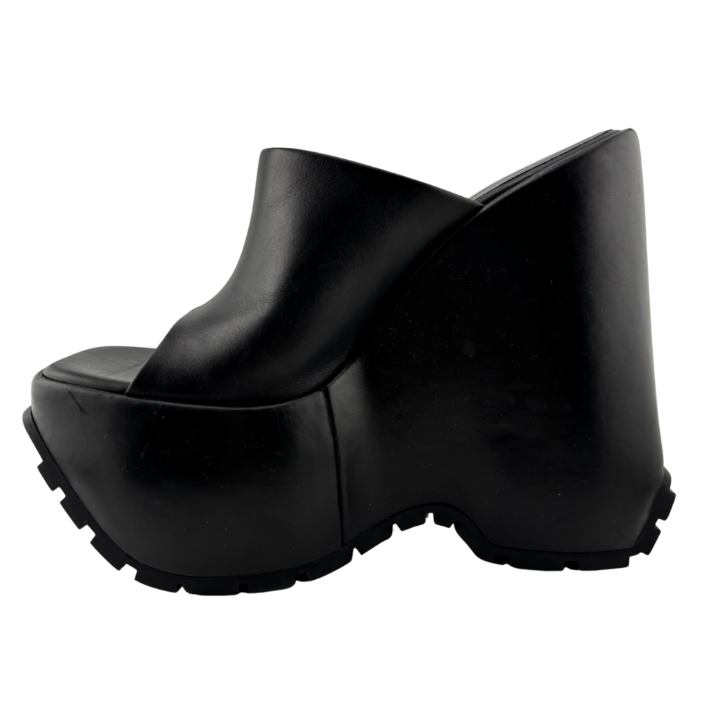 Versace Black Leather Platform Sandals, 39