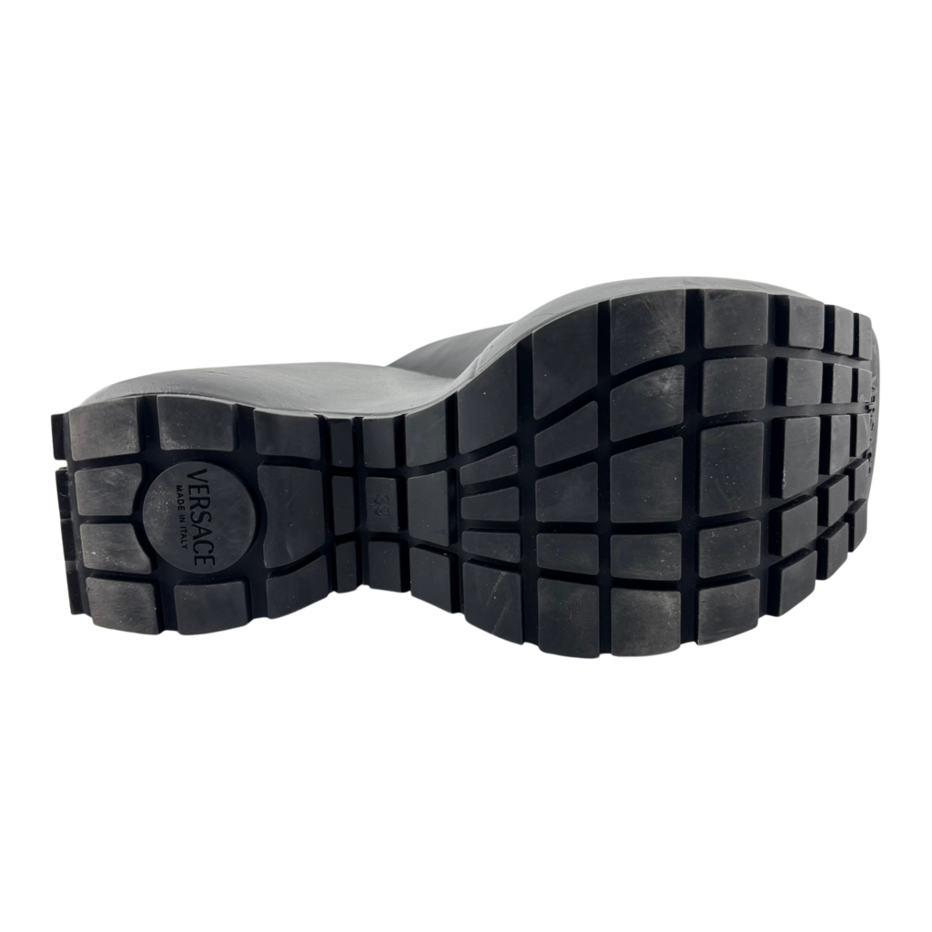 Versace Black Leather Platform Sandals, 39