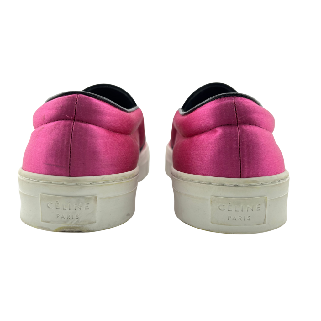 Celine Pink Satin Slip On Sneakers, 40