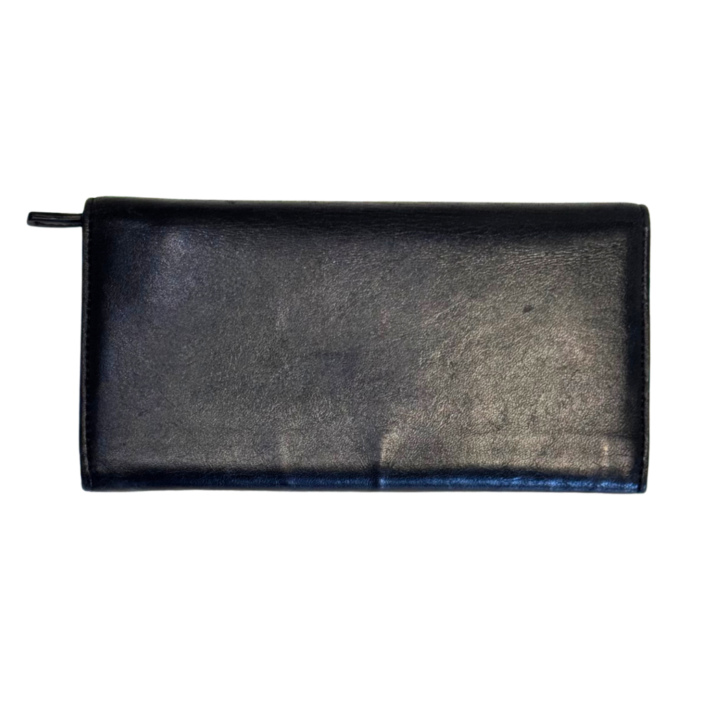 Bottega Veneta Black & Tan Leather Long Wallet
