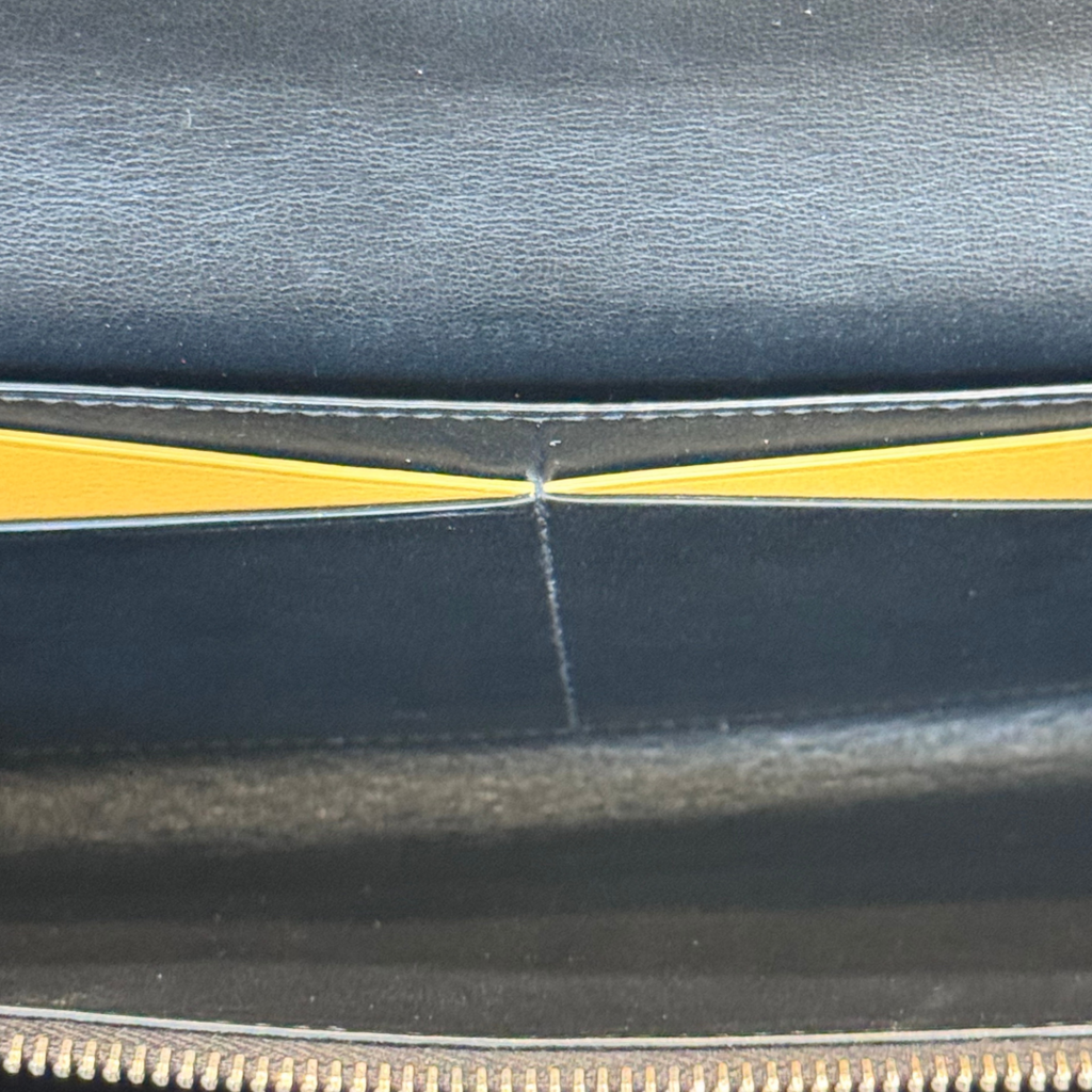 Bottega Veneta Black & Tan Leather Long Wallet