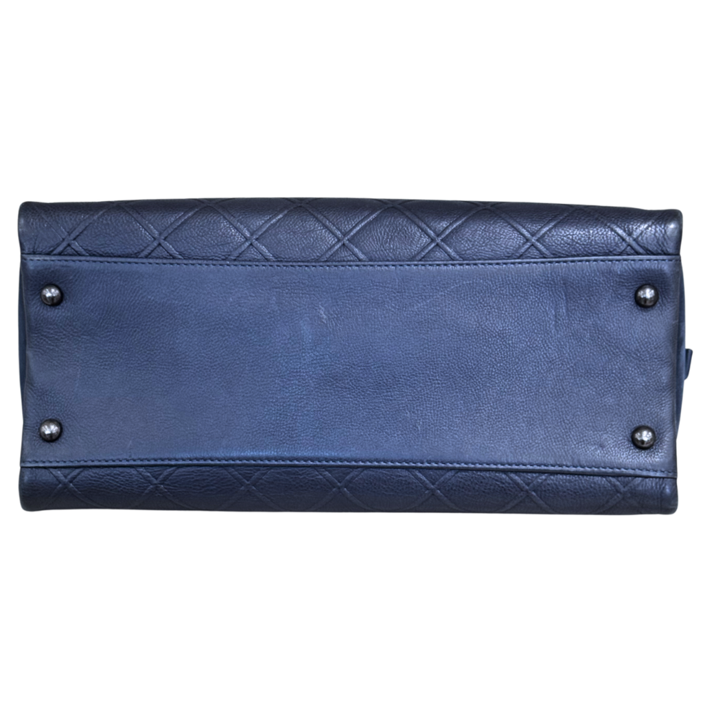 Chanel Blue Gray Diamond CC Shopping Tote
