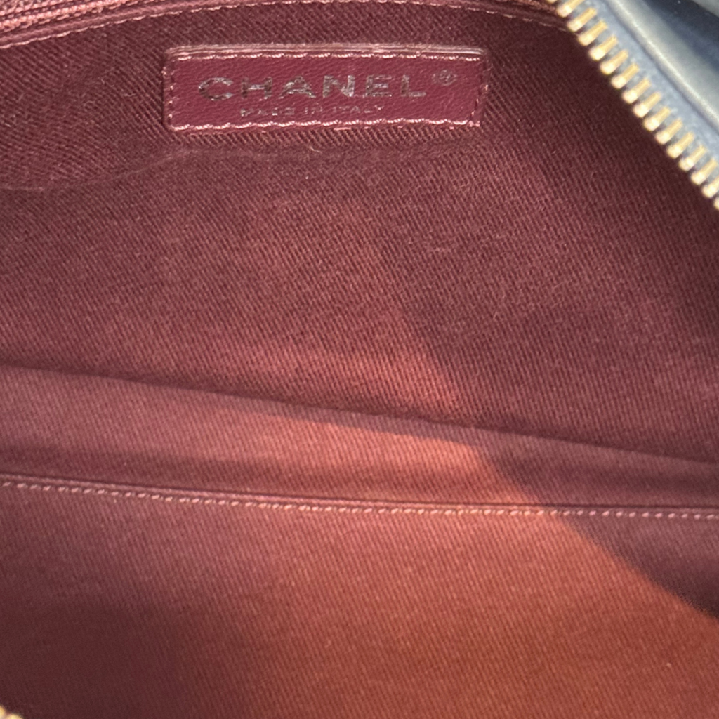 Chanel Blue Gray Diamond CC Shopping Tote