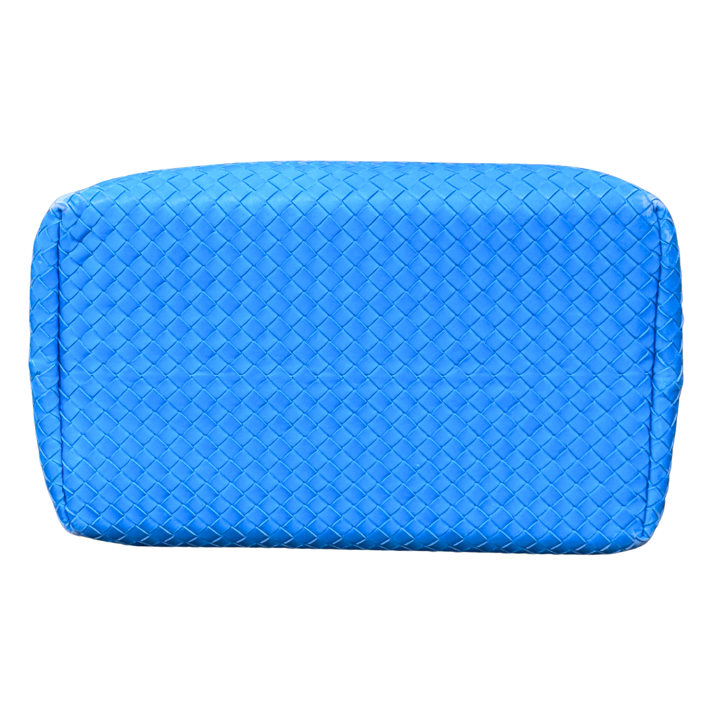 Bottega Veneta Blue Intreciatto Top Handle Bag