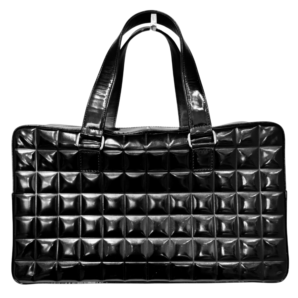 Chanel Black Patent Quilted Bowler Bag