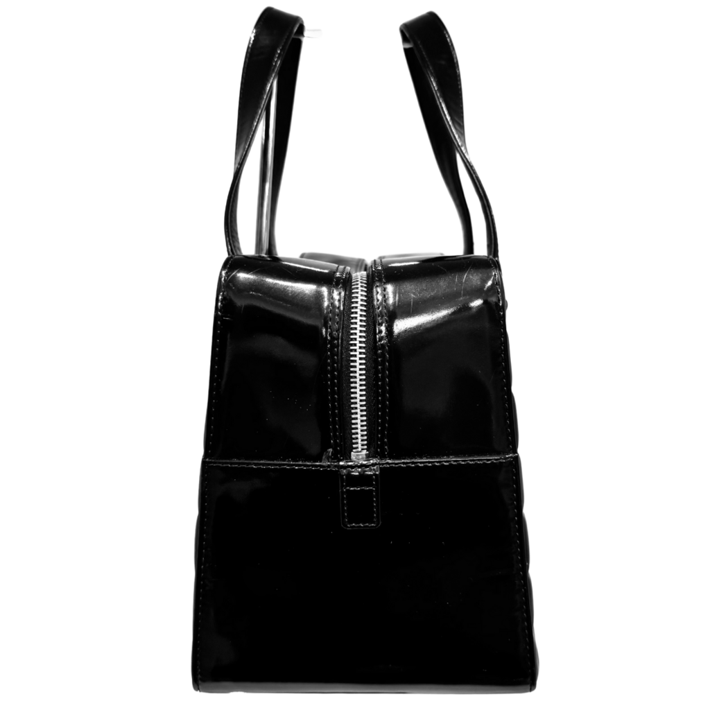 Chanel Black Patent Quilted Bowler Bag