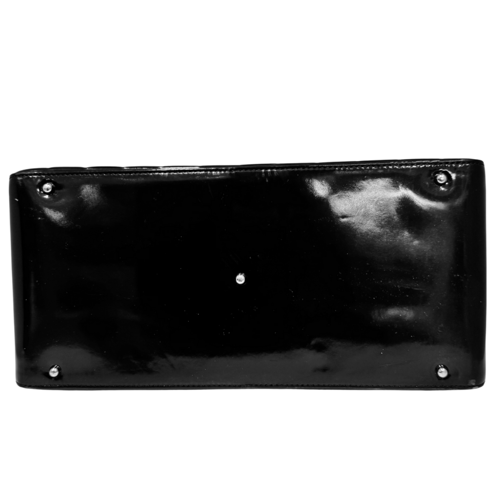 Chanel Black Patent Quilted Bowler Bag