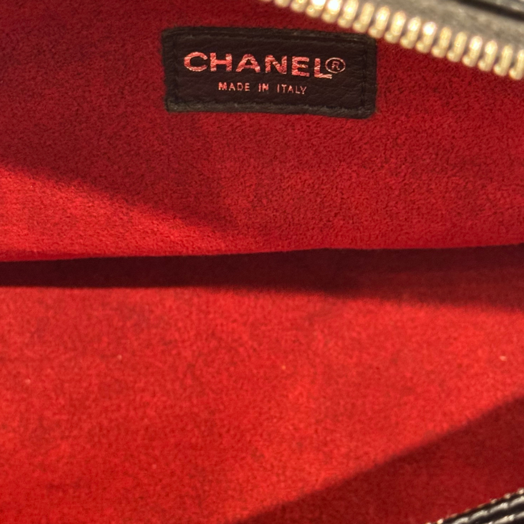 Chanel Black Patent Quilted Bowler Bag