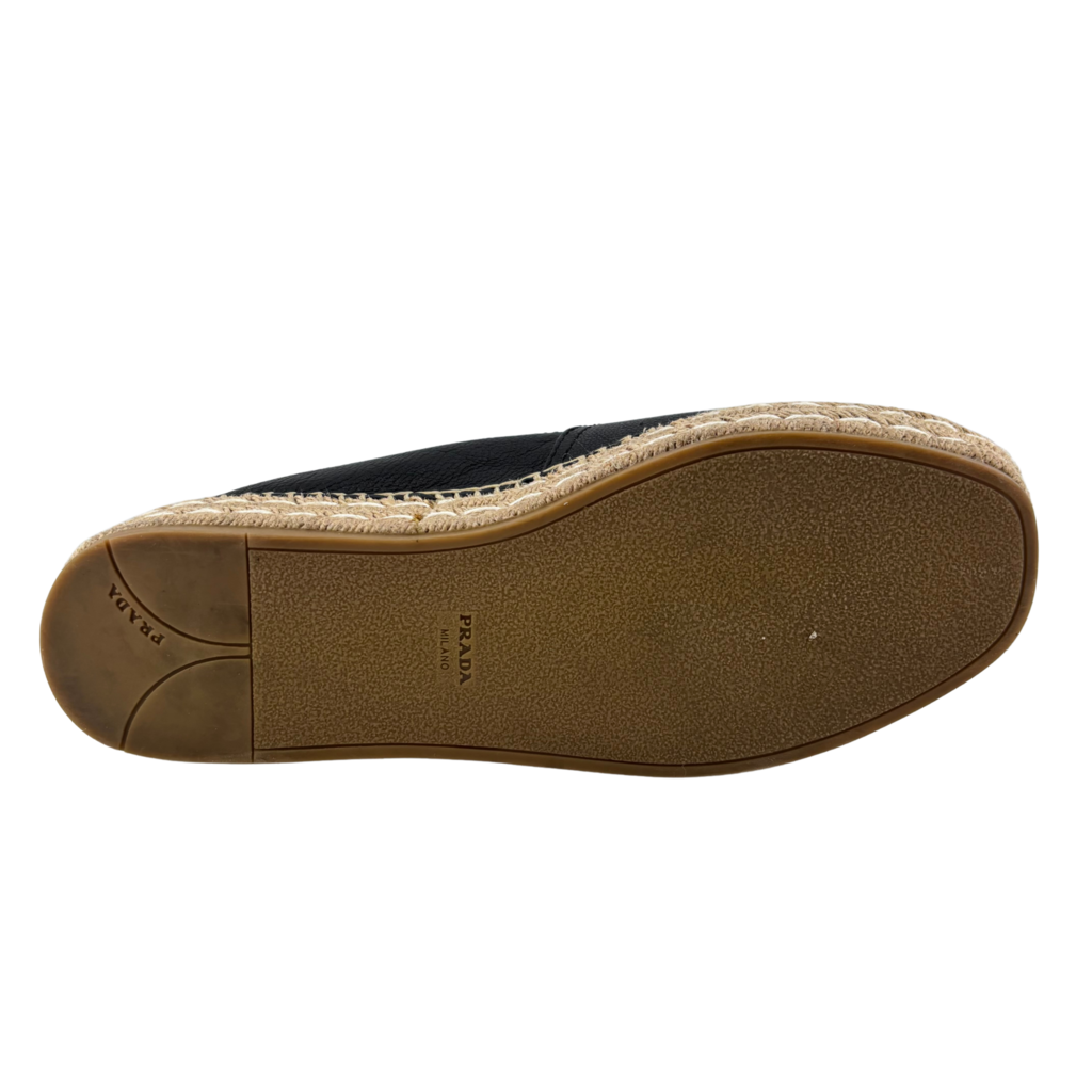 Prada Black Leather Platform Espadrille Sandal, 39