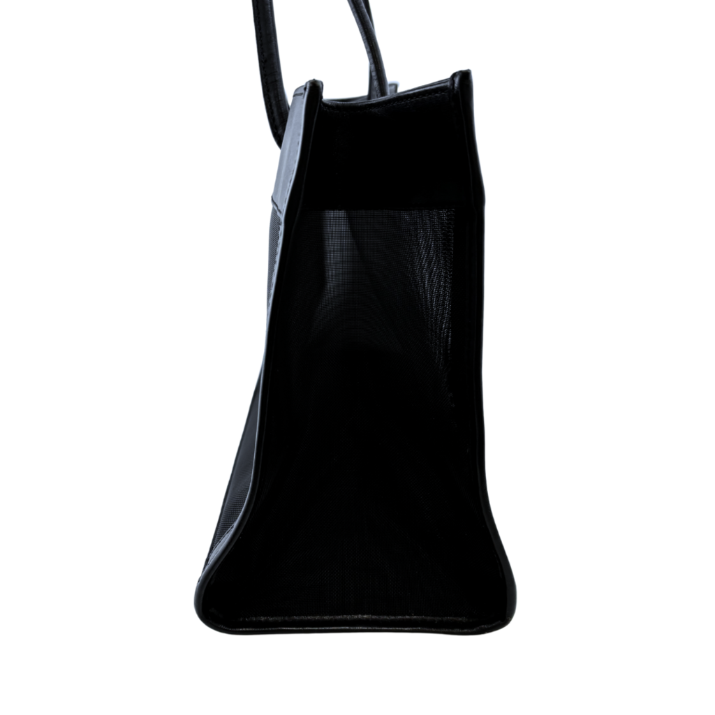 Logo Tote Bag Mesh Leather Black