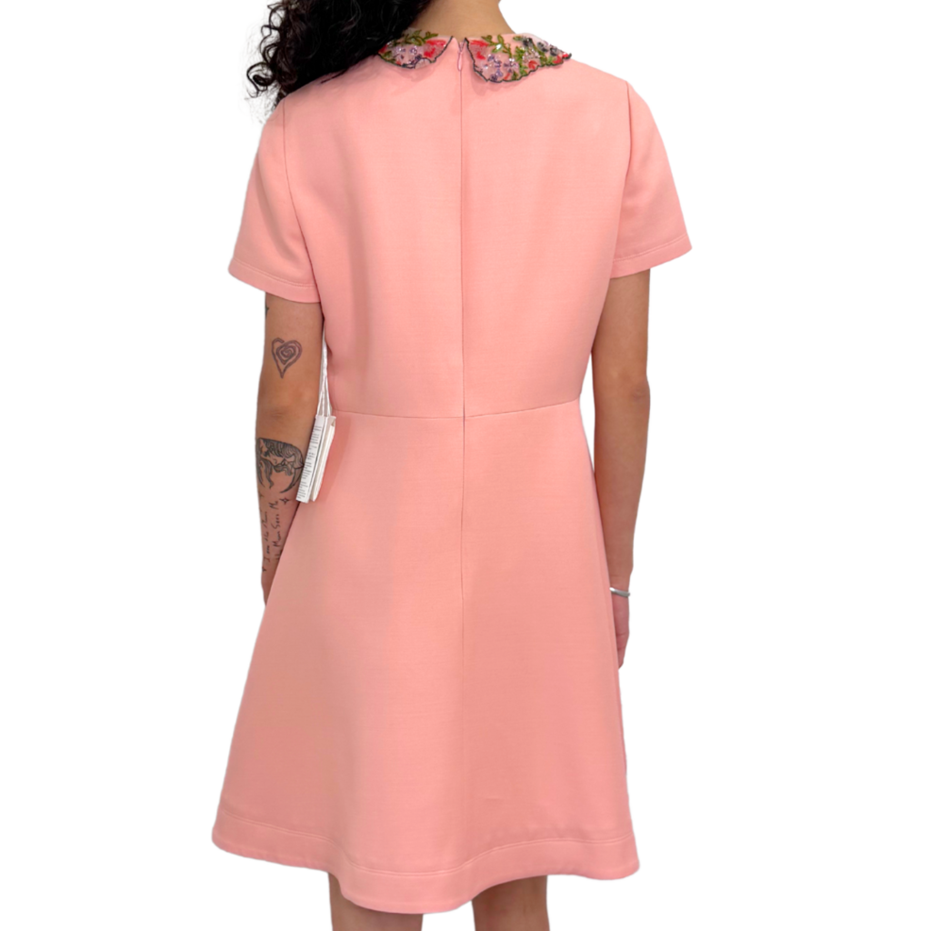 Valentino Pink Floral Bead & Embroidery Collar Dress, 8