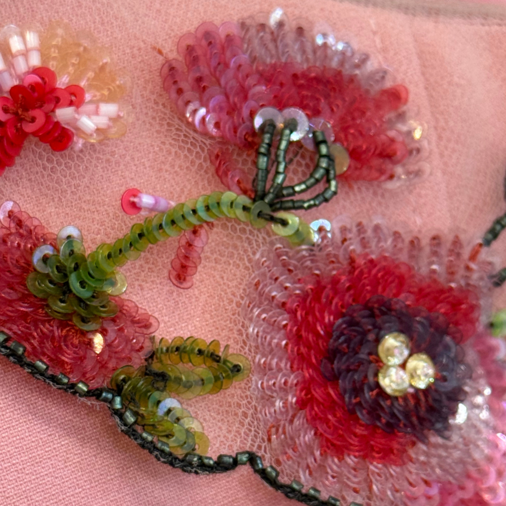 Valentino Pink Floral Bead & Embroidery Collar Dress, 8