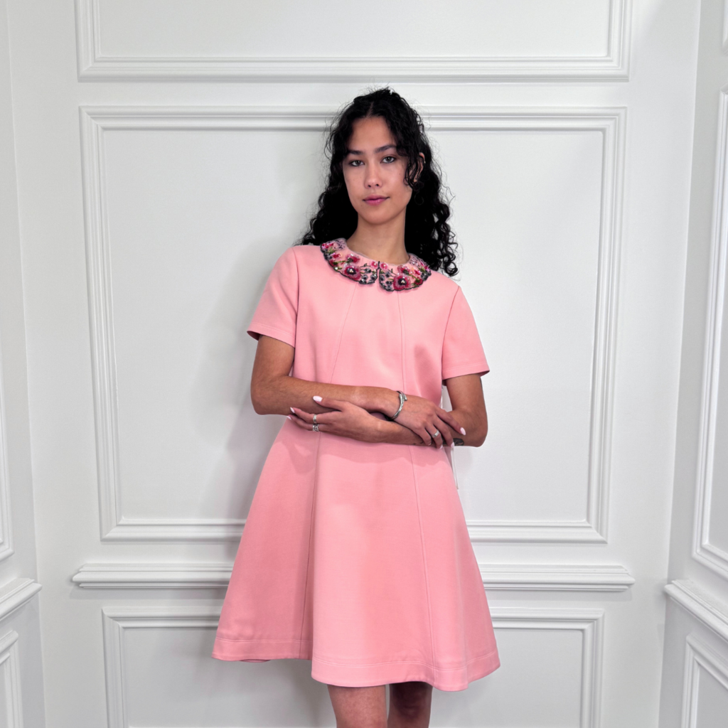 Valentino Pink Floral Bead & Embroidery Collar Dress, 8