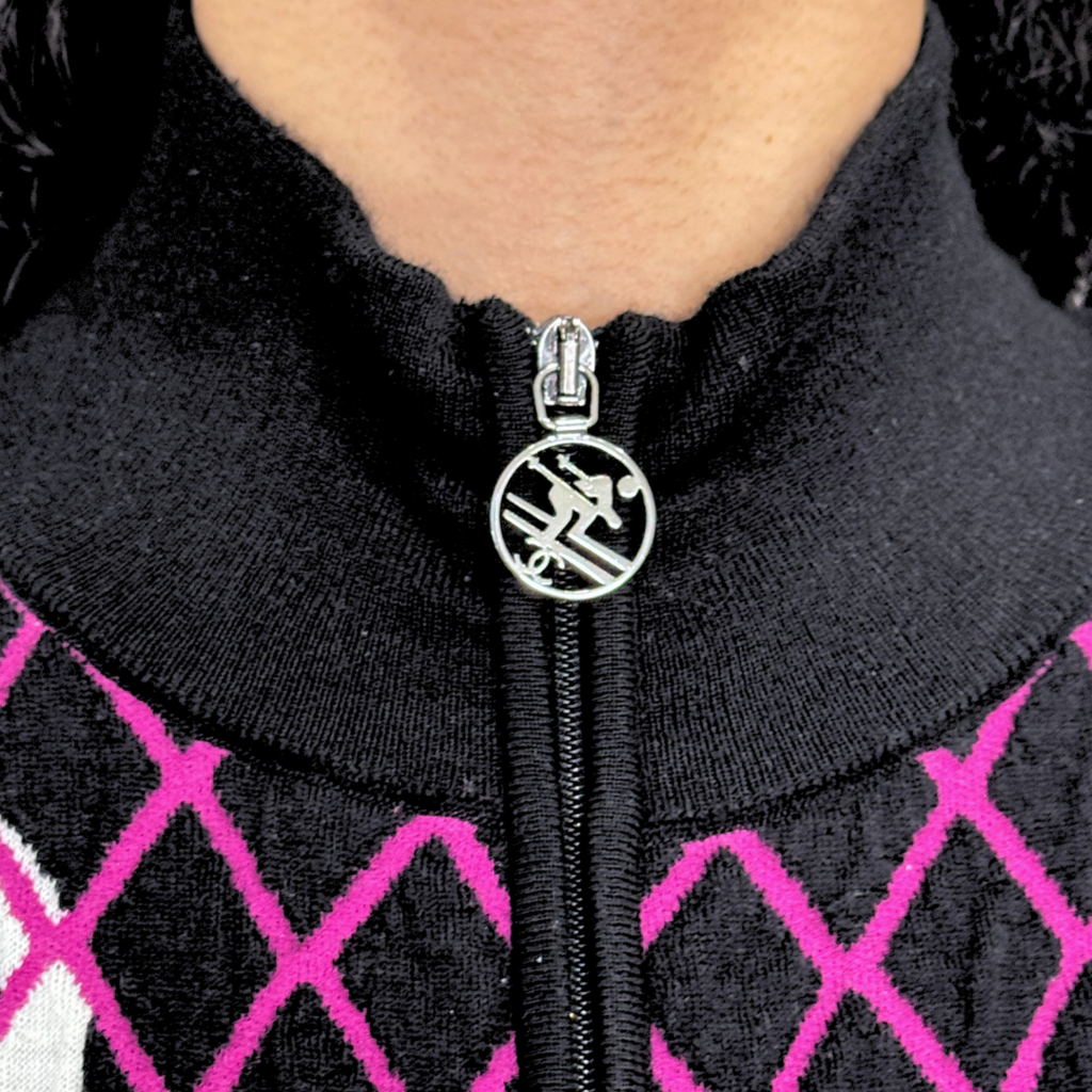 Chanel Black & Purple CC Knit Zip Ski Dress (2019), 38