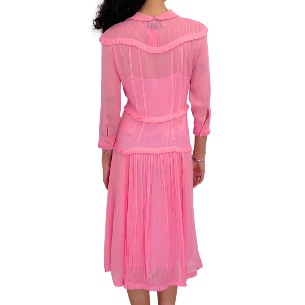 Gucci Pink Silk Pleated Dress, 38