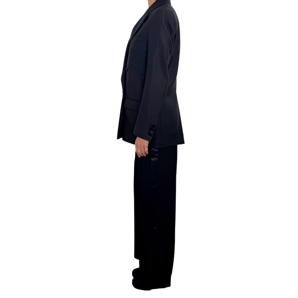 Burberry Ribbon Trim Black Blazer & Pant Suit Set, 4/6 (NWT)
