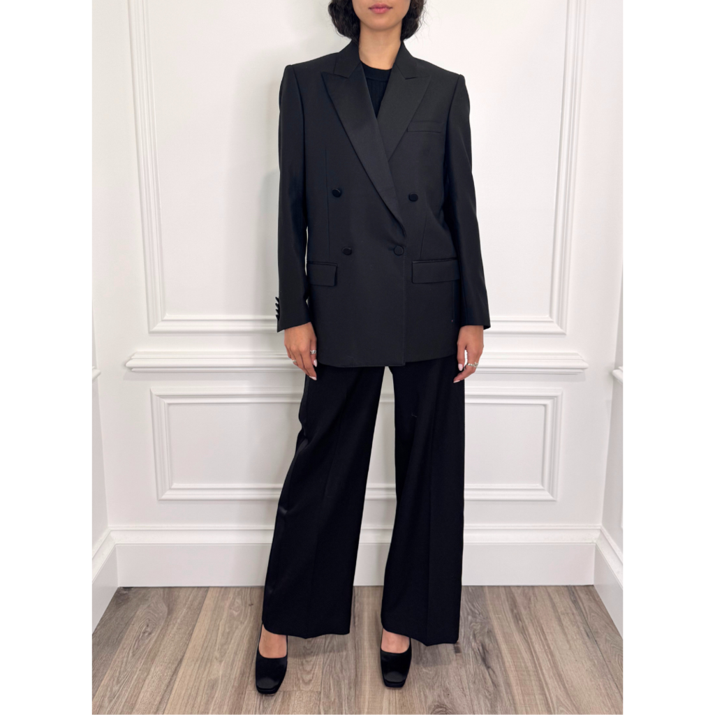 Burberry Ribbon Trim Black Blazer & Pant Suit Set, 4/6 (NWT)